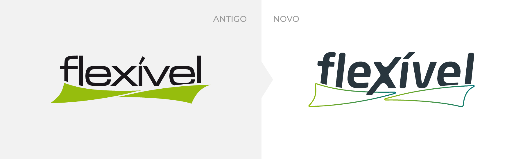 Logo da Flexível antes e depois